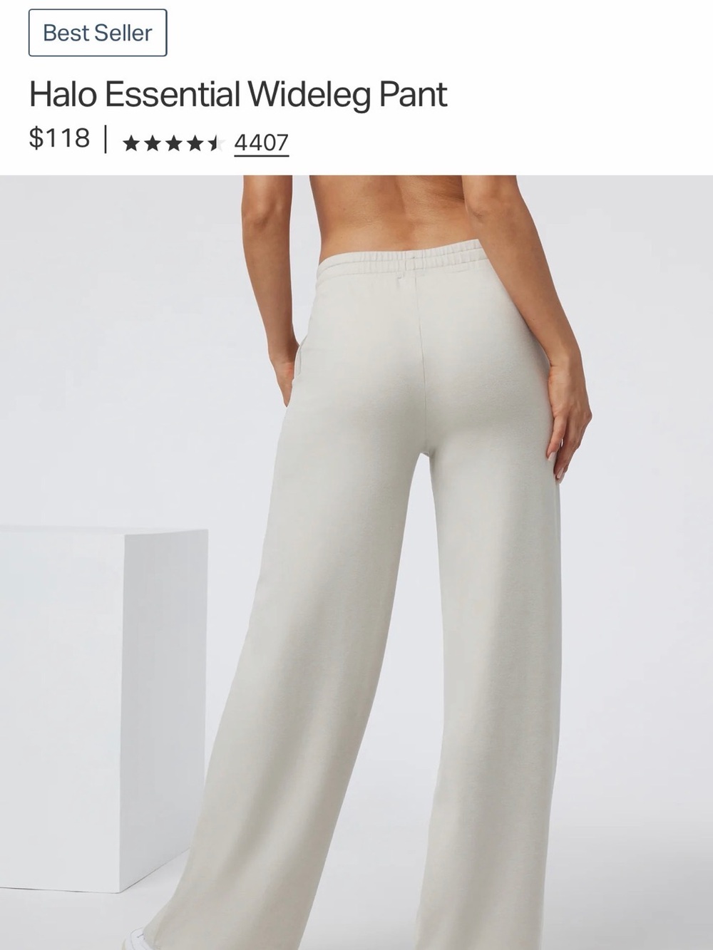 NWT Halo Essential Wideleg Pant — Ecru Heather size small - Picture 2 of 5